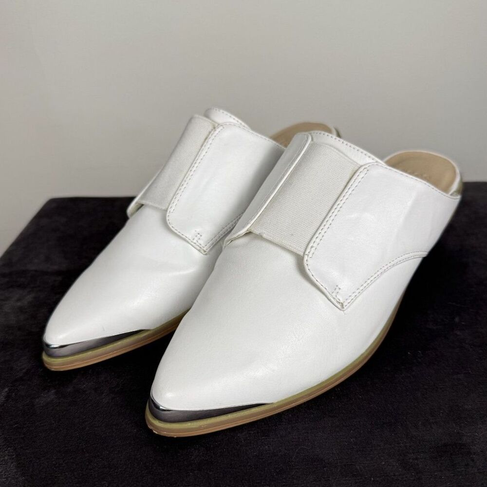 ASOS White Pointed Toe Mule Flats Tagged 5, Fits 7-7.5 (See Details)